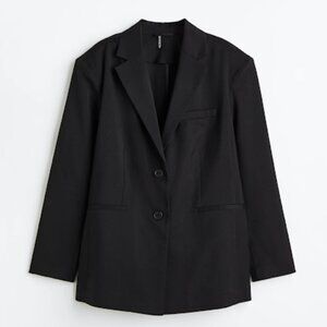 H&M Single-breasted Black Twill Blazer, Size M NWT